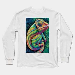 Reptile Lover and Lizard Lover Op Art Chameleon Long Sleeve T-Shirt